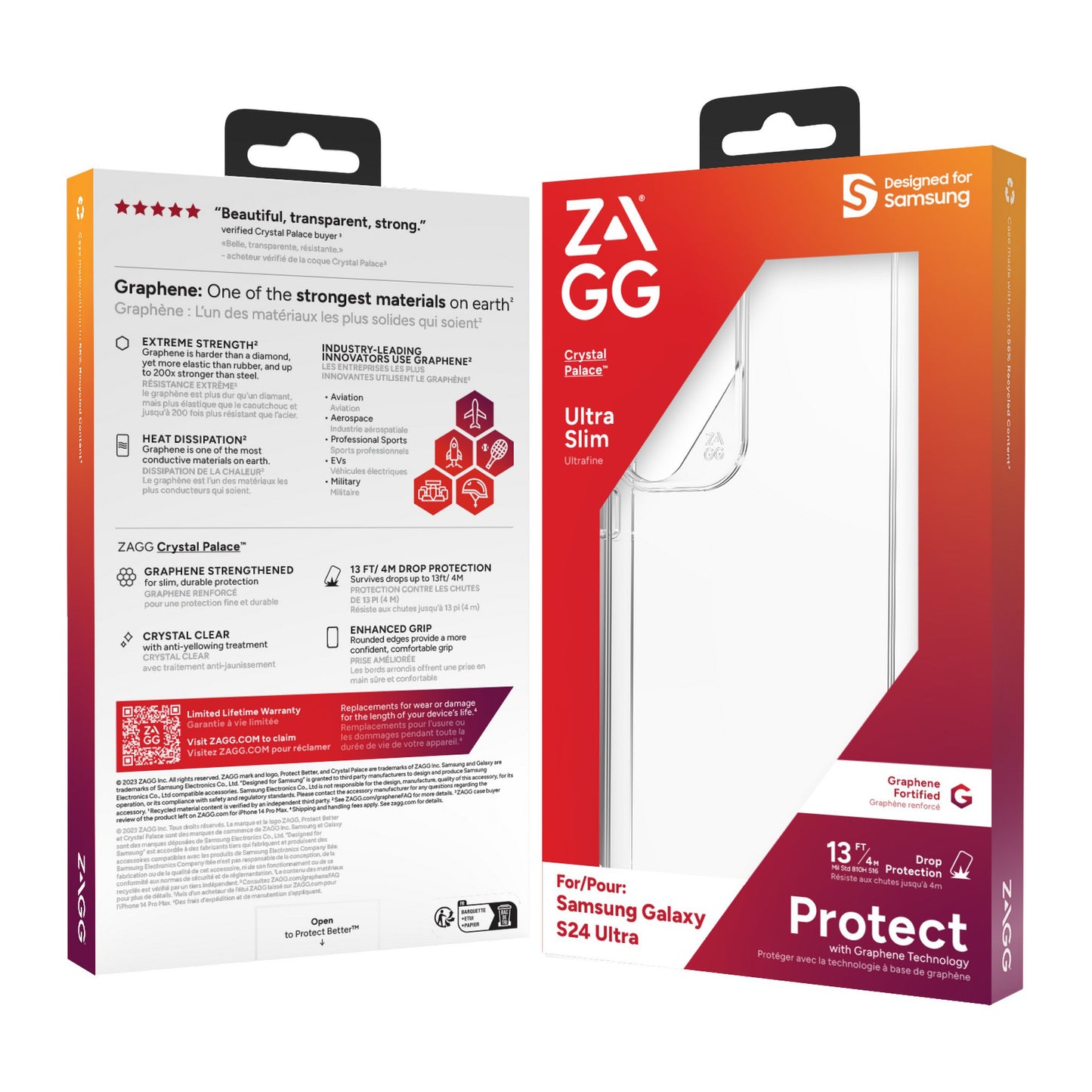 Samsung Galaxy S24 Ultra 5G ZAGG Graphene Crystal Palace Case - Clear - 15-12387