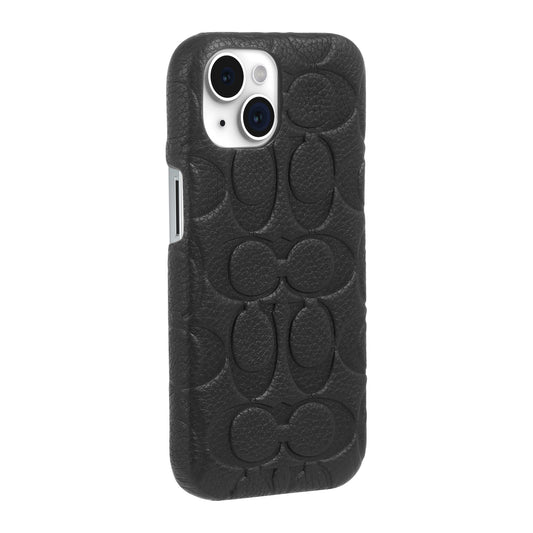 iPhone 15/14/13 Coach Leather Slim Wrap Signature C Case - Black Emboss - 15-12438