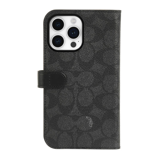 iPhone 15 Pro Coach Folio Signature C Case - Charcoal - 15-12446