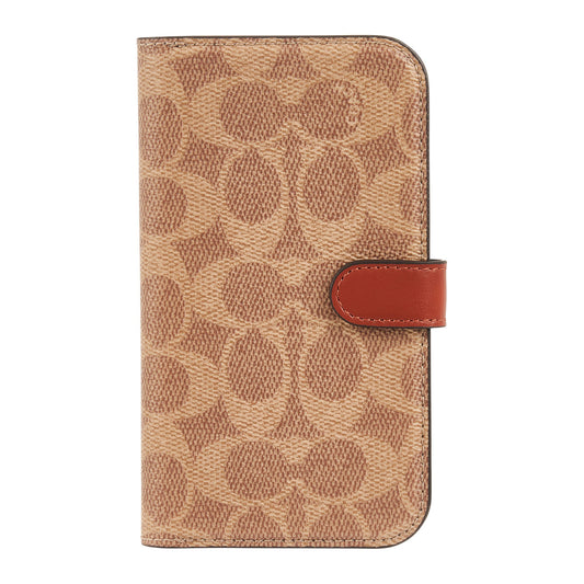 iPhone 15 Pro Coach Folio Signature C Case - Tan - 15-12447