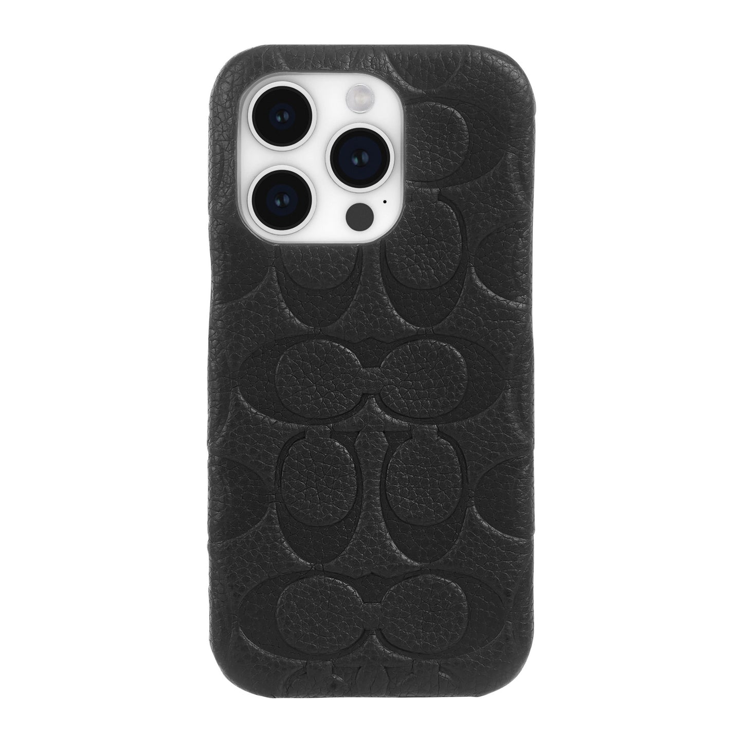 iPhone 15 Pro Coach Leather Slim Wrap Signature C Case - Black Emboss - 15-12448