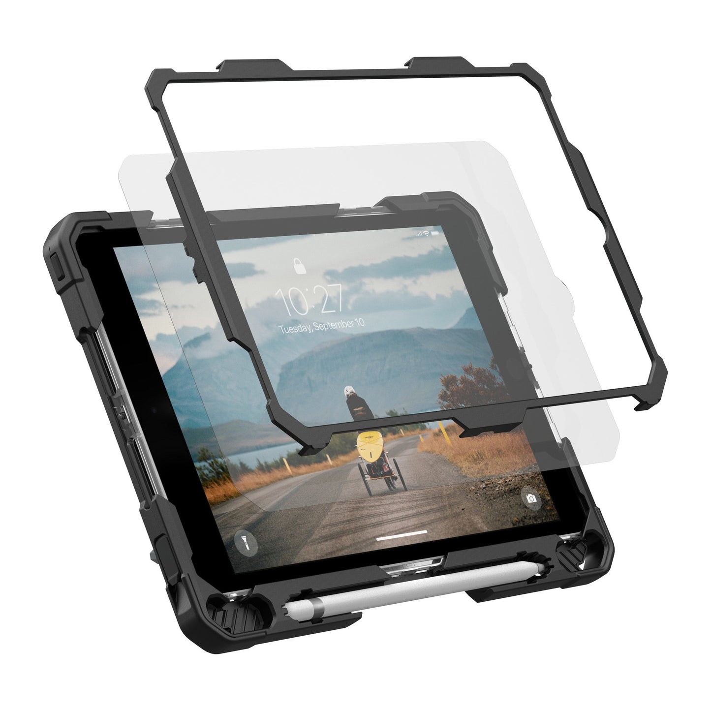 iPad 10.2 (2019-2021) (7th-9th Gen) UAG Plasma w/Kickstand + HS Case - Ice/Black - 15-12578