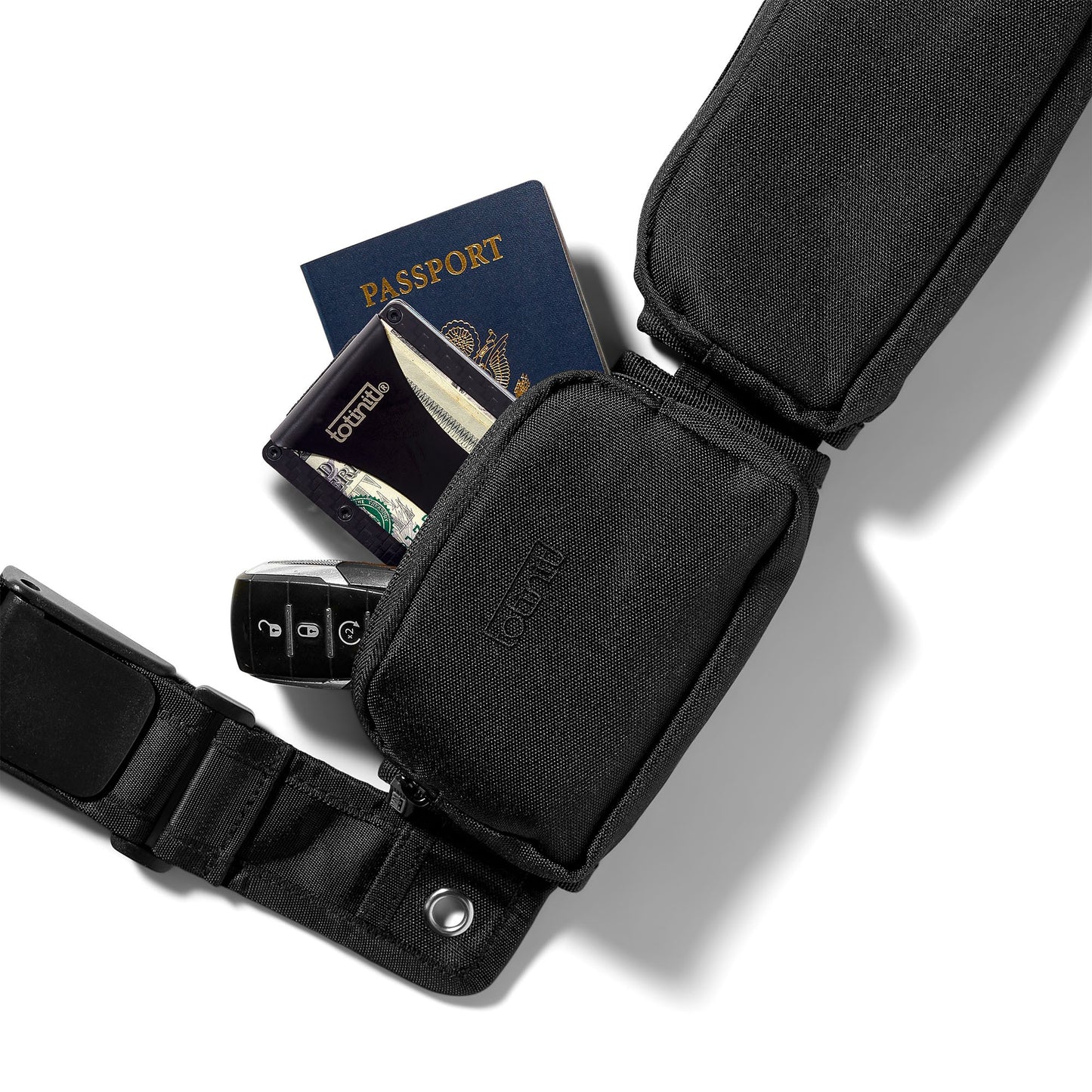 Totinit Passport Pro - RPET w/RFID pocket + Carabiner - Black - 15-12579