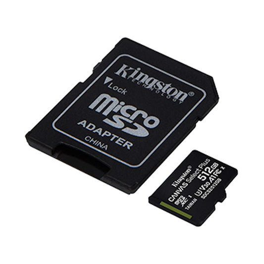 Kingston UHS-I A1 512 GB Canvas Select Plus MicroSD Card w/ SD adapter - 15-12833