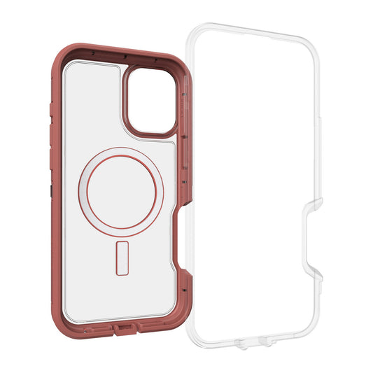 iPhone 16 Plus Otterbox Defender XT Clear Pro w/ MagSafe Series Case - Clear/Red - Dust Bowl - 15-12963