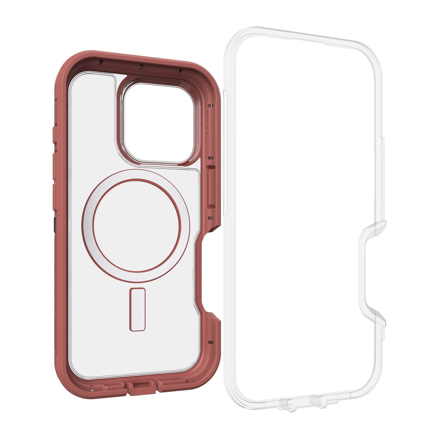 iPhone 16 Pro Otterbox Defender XT Clear Pro w/ MagSafe Series Case - Clear/Red - Dust Bowl - 15-12979