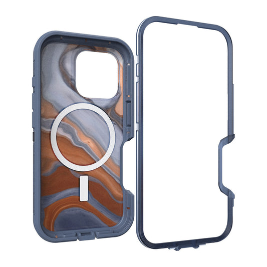 iPhone 16 Pro Otterbox Defender XT Clear Pro w/ MagSafe Series Case - Clear/Blue - High Desert Agate - 15-12980