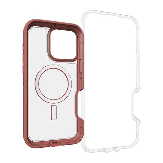 iPhone 16 Pro Max Otterbox Defender XT Clear Pro w/ MagSafe Series Case - Clear/Red - Dust Bowl - 15-12987