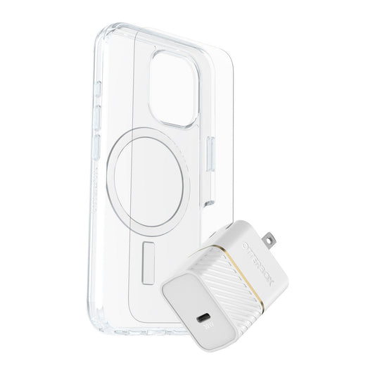 iPhone 16 Otterbox Symmetry w/ Magsafe - Protection + Power Kit Bundle - Clear - 15-13137