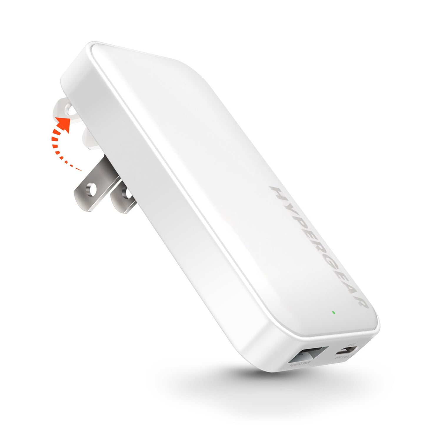 HyperGear 25W Flat Ultra-Slim Dual Port A + C Wall Travel Charger w/ Folding Prongs - 15-13157