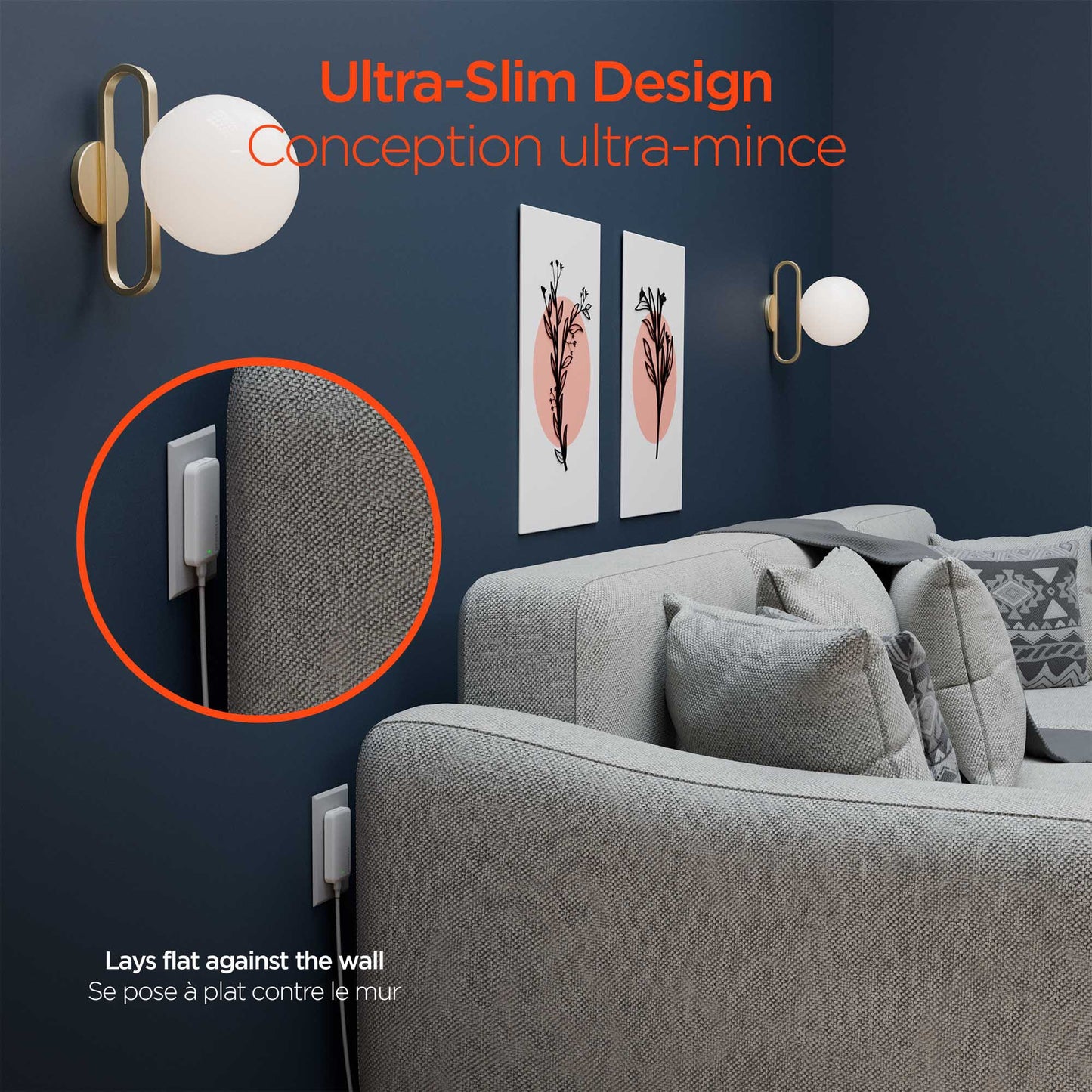 HyperGear 25W Flat Ultra-Slim Dual Port A + C Wall Travel Charger w/ Folding Prongs - 15-13157