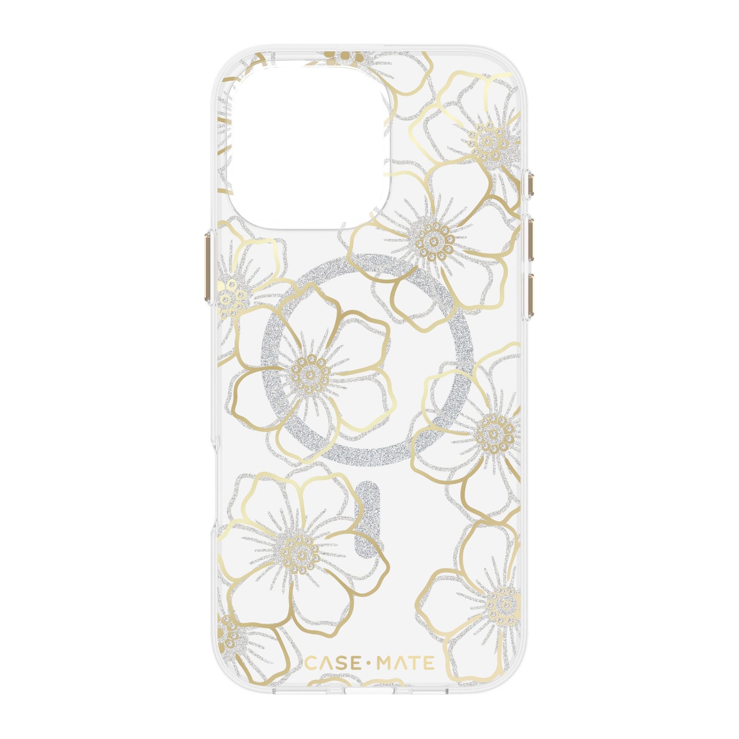 iPhone 16 Pro Max Case-Mate Floral Gems MagSafe Case - Gold - 15-13269