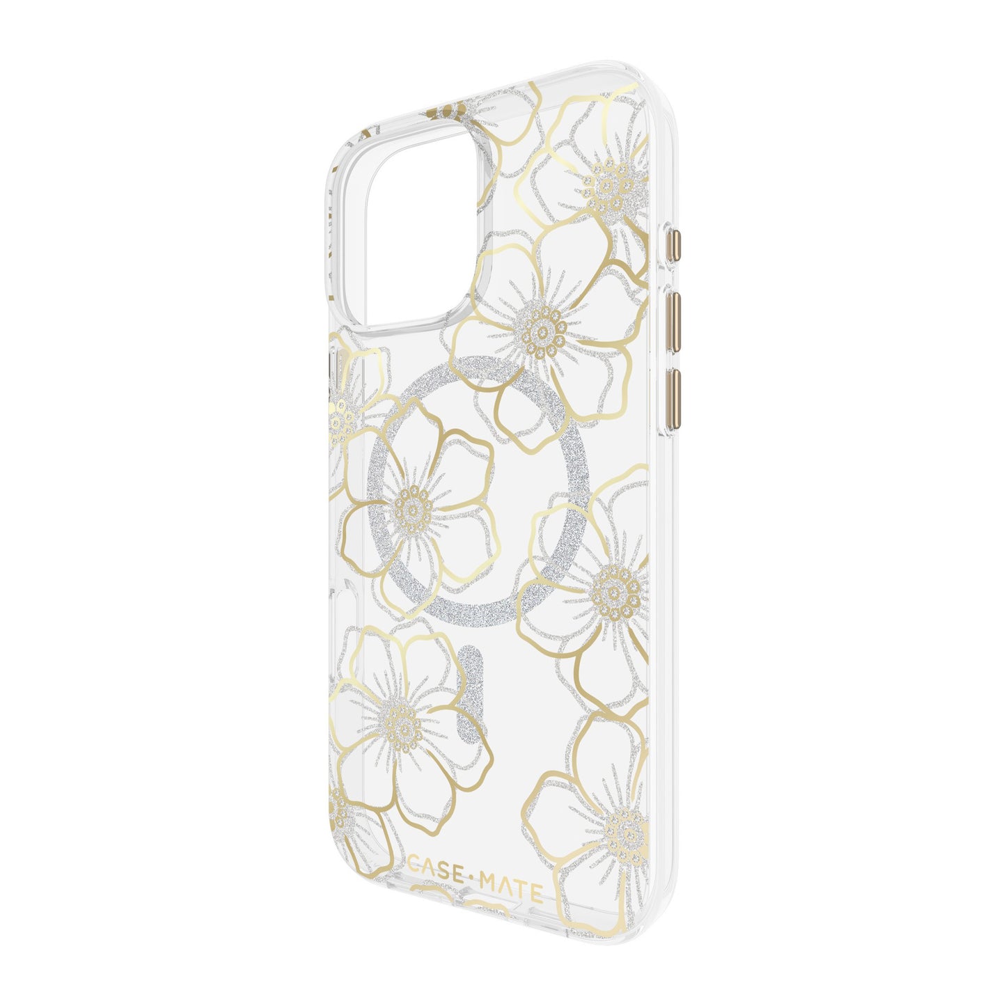 iPhone 16 Pro Max Case-Mate Floral Gems MagSafe Case - Gold - 15-13269