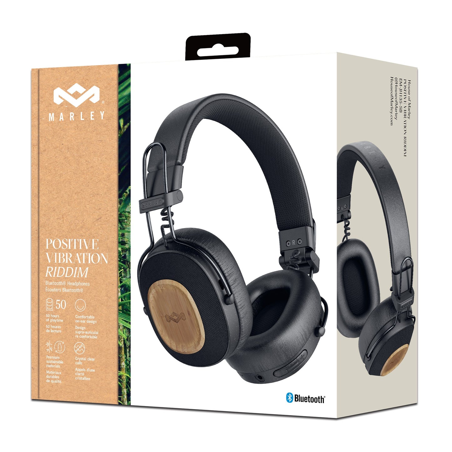 House of Marley Positive Vibration Riddim Headphones - Black - 15-13297