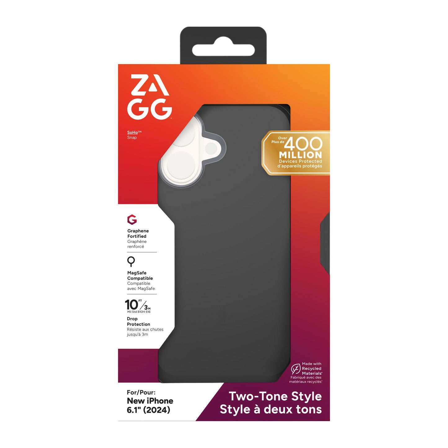 iPhone 16 ZAGG Graphene SoHo Snap Case - Black - 15-13398