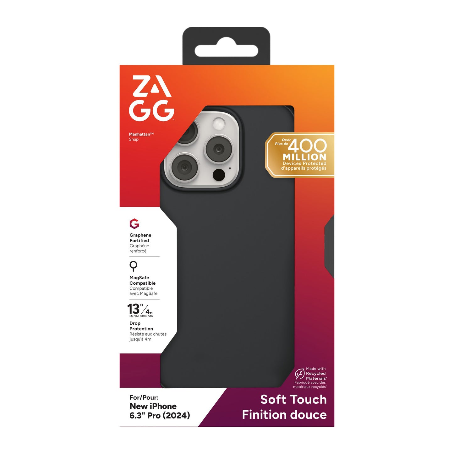 iPhone 16 Pro ZAGG Graphene Manhattan Snap Case - Black - 15-13431