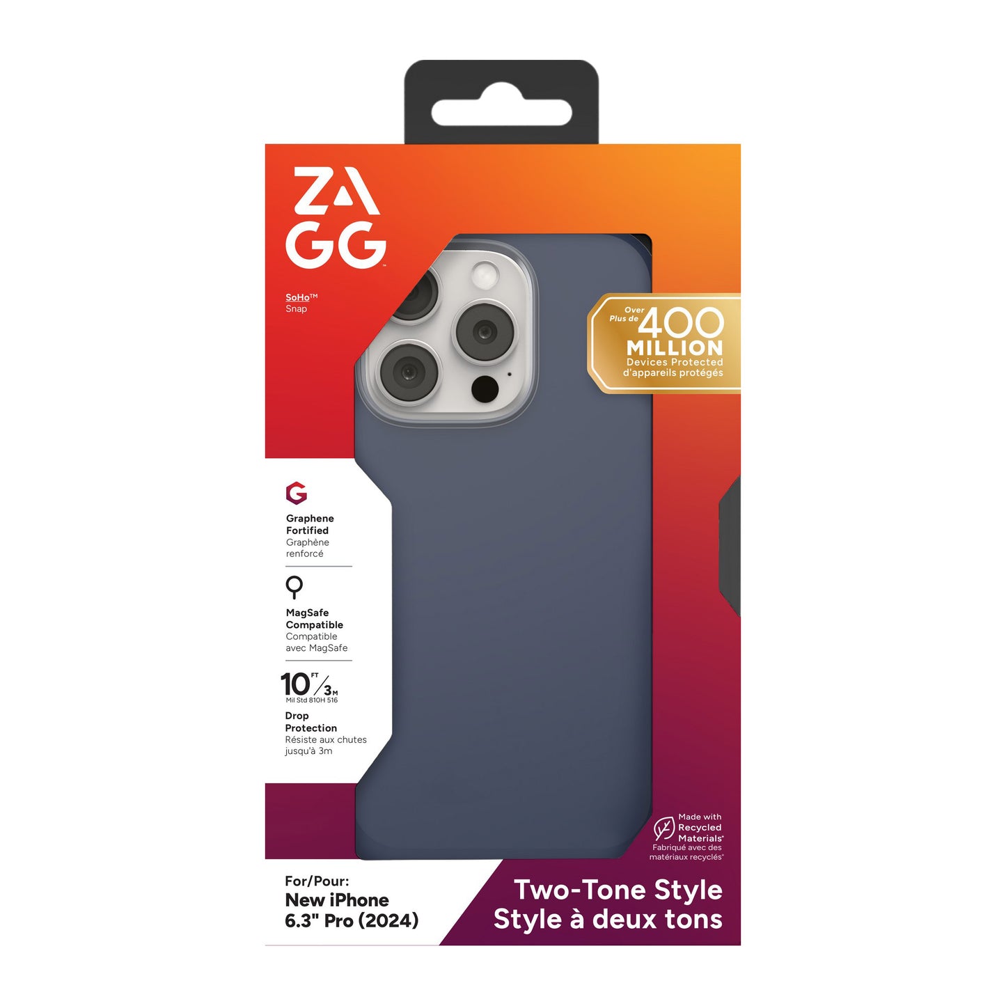 iPhone 16 Pro ZAGG Graphene SoHo Snap Case - Navy Grey - 15-13435