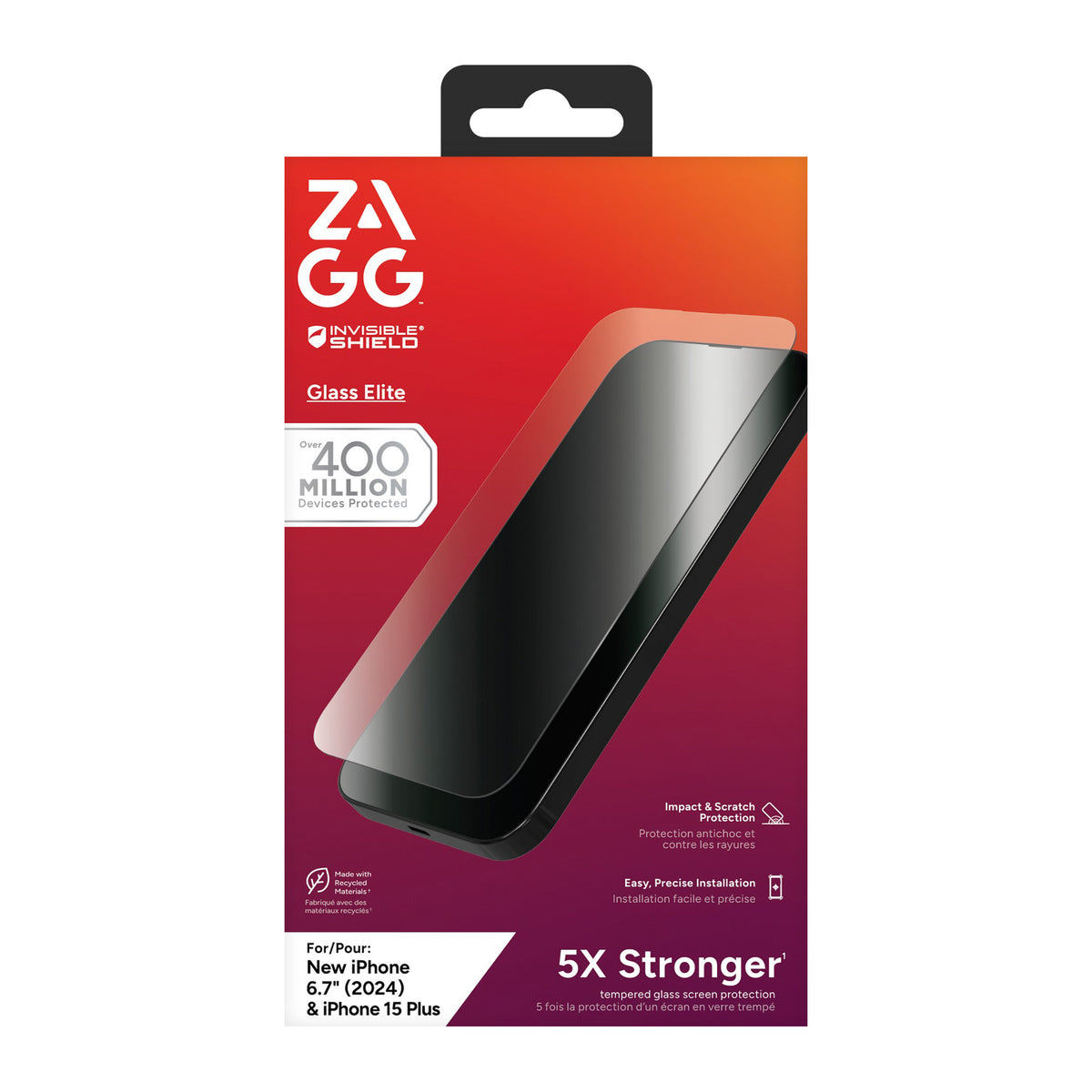 iPhone 16 Plus/15 Plus ZAGG InvisibleShield Glass Elite Screen Protector - 15-13463