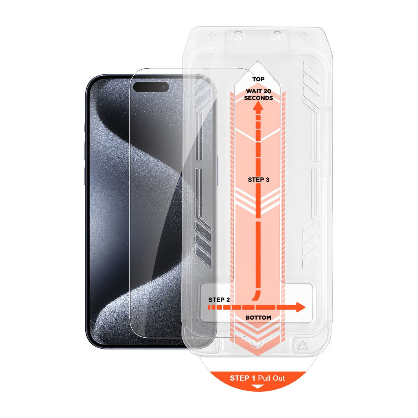 iPhone 15 Pro HyperGear HD Tempered Glass Screen Protector w/ Easy Installation Applicator Tray - 15-13561