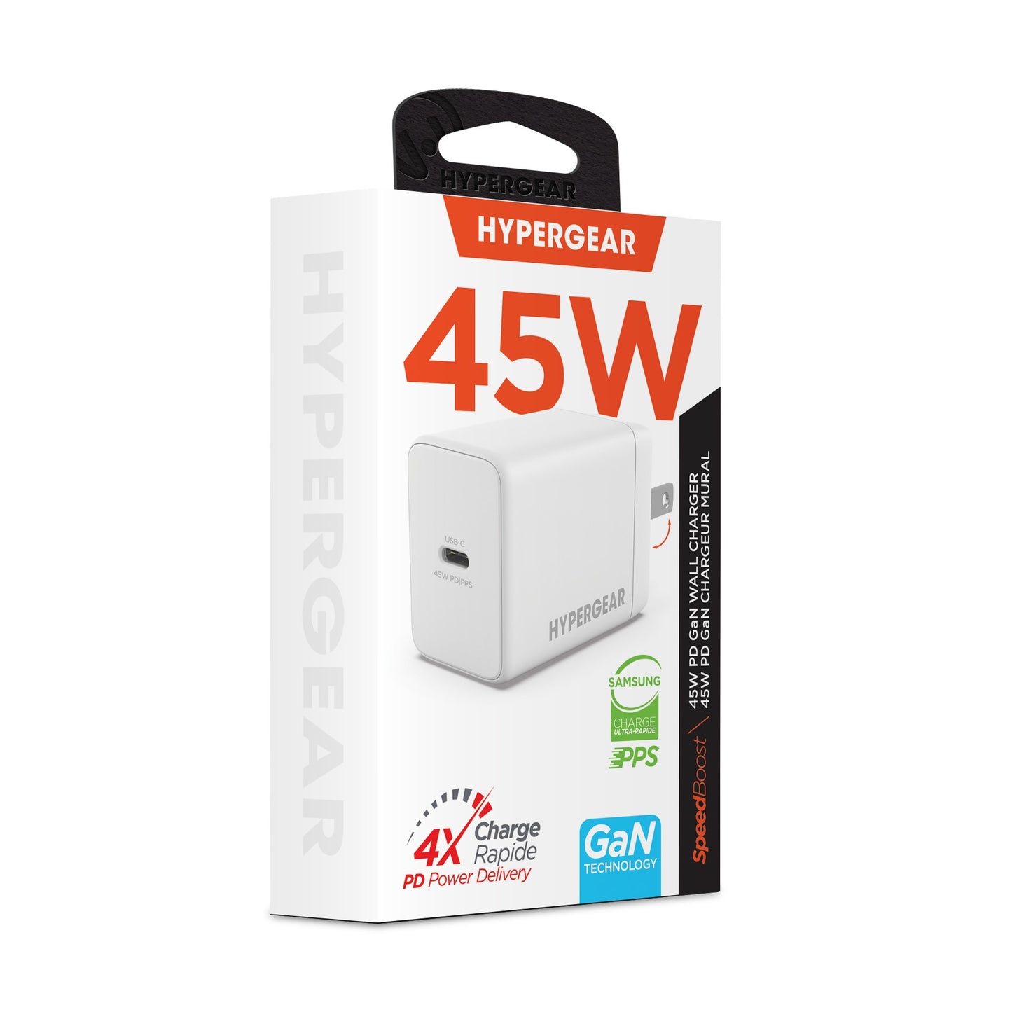 Hypergear 45W PD SpeedBoost Single Port USB-C wall Charger - White - 15-13661