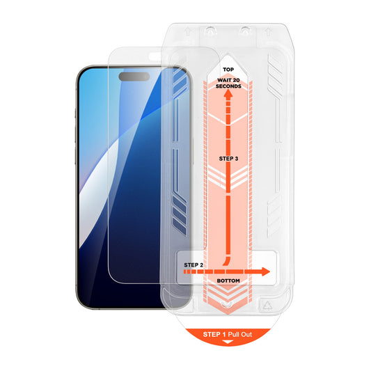 iPhone 16/15 HyperGear Matte Glass Screen Protector w/ Easy Installation Applicator Tray - 15-13663