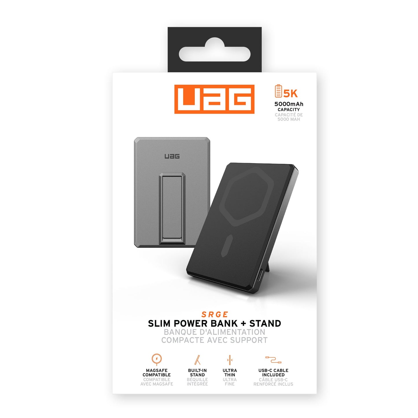 UAG 5,000 mAh Ultra Slim Wireless Power Bank + Stand - Black/Grey - 15-13716