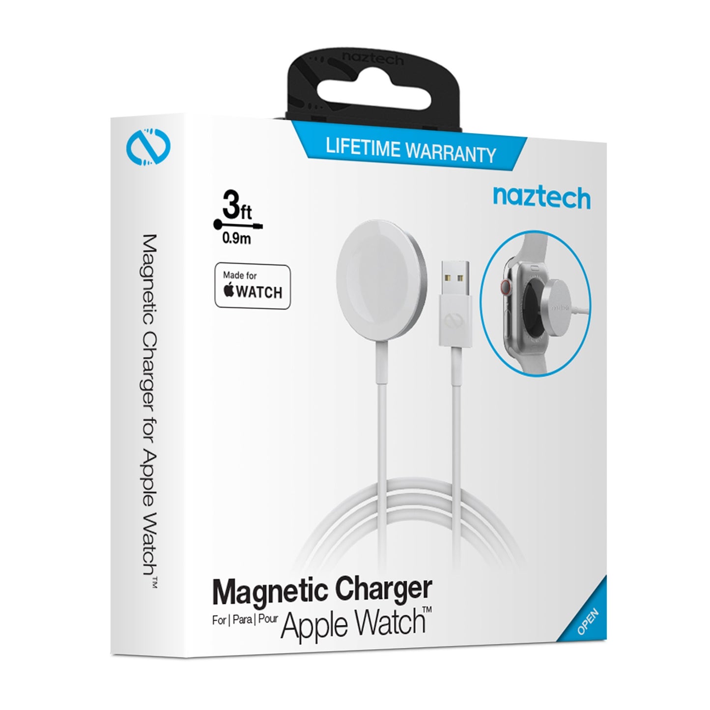 Naztech Magnetic Charger White USB-A Cable for Apple Watch - 15-13717