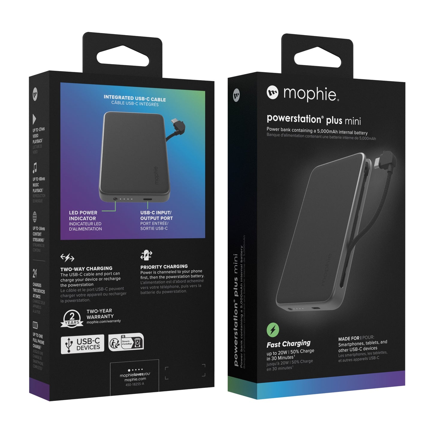 Mophie 5,000 mAh Powerstation Plus - Black - 15-13728