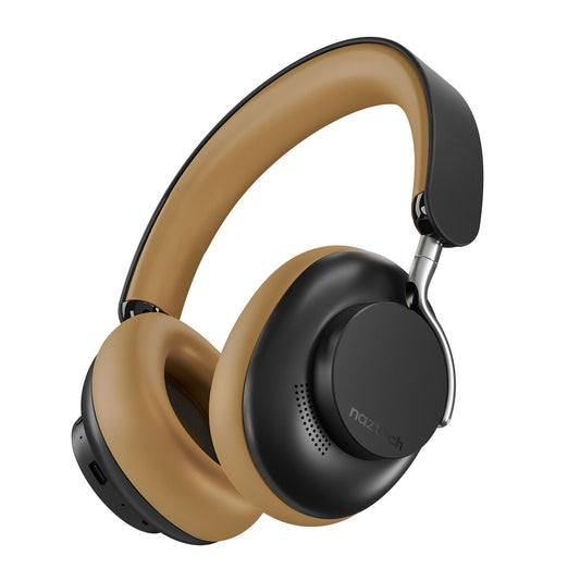 Naztech Aura 360 ANC Wireless Noise Cancelling Over-the-Ear Headphones - Black/Brown - Vintage - 15-13862