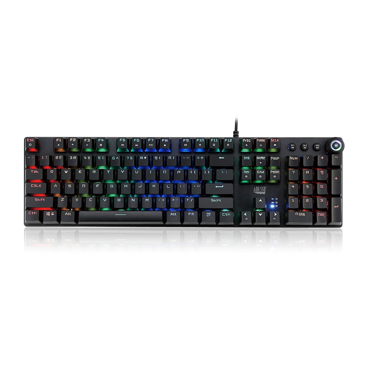 Adesso RGB Programmable Mechanical Gaming Keyboard with Detachable Magnetic Palmrest - 15-13927