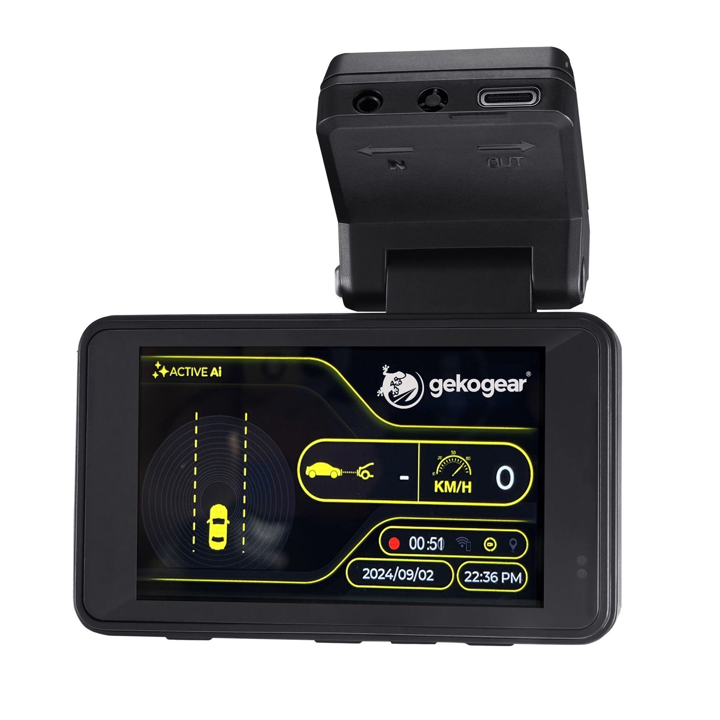 GekoGear Orbit D220 AI-Powered 1296P Dual Dash Camera - 15-13956