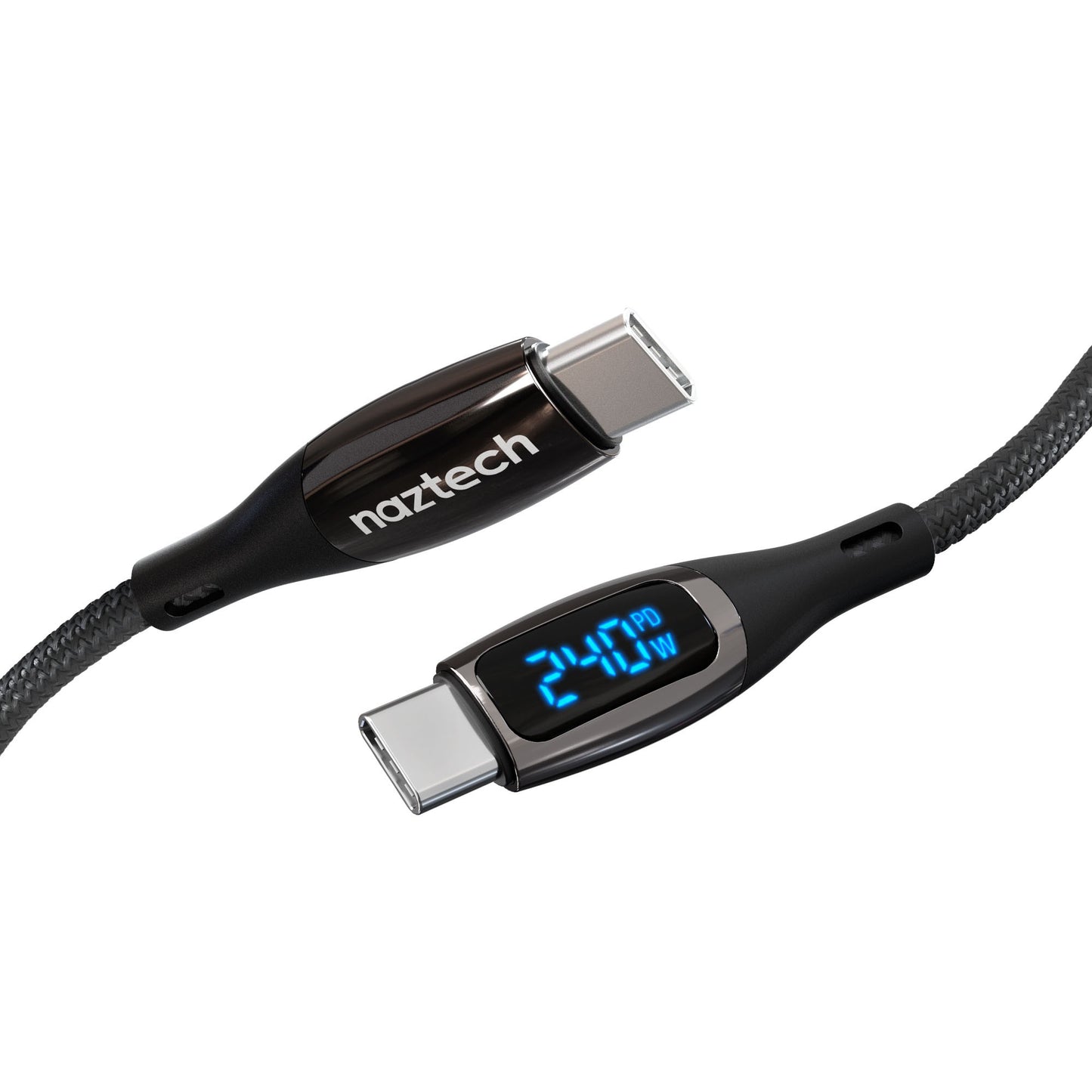 Naztech 6 ft DigiWATT 240W USB-C to USB-C Digital Fast Charge Cable with LED Power Display - 15-14056