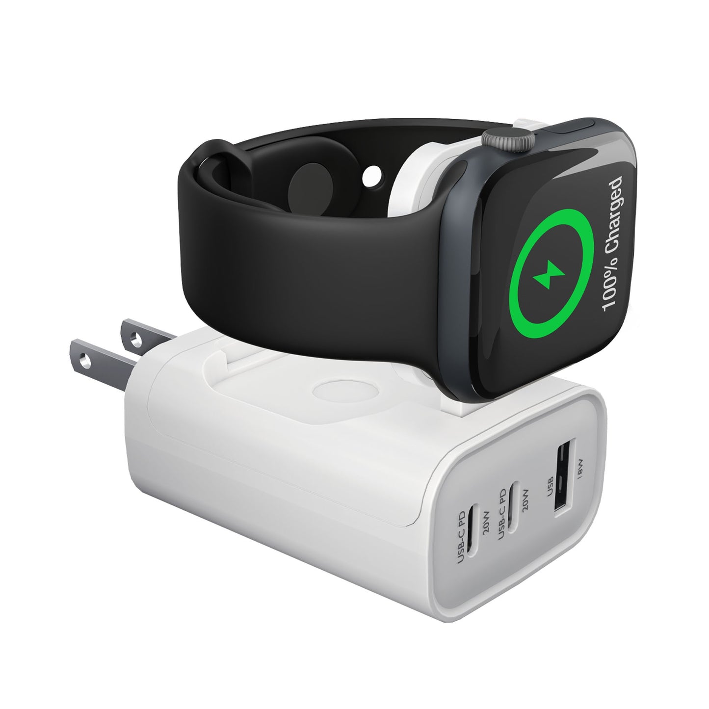 HyperGear 43W Multi-Port Hub w/Apple Watch Charger - White - 15-14069