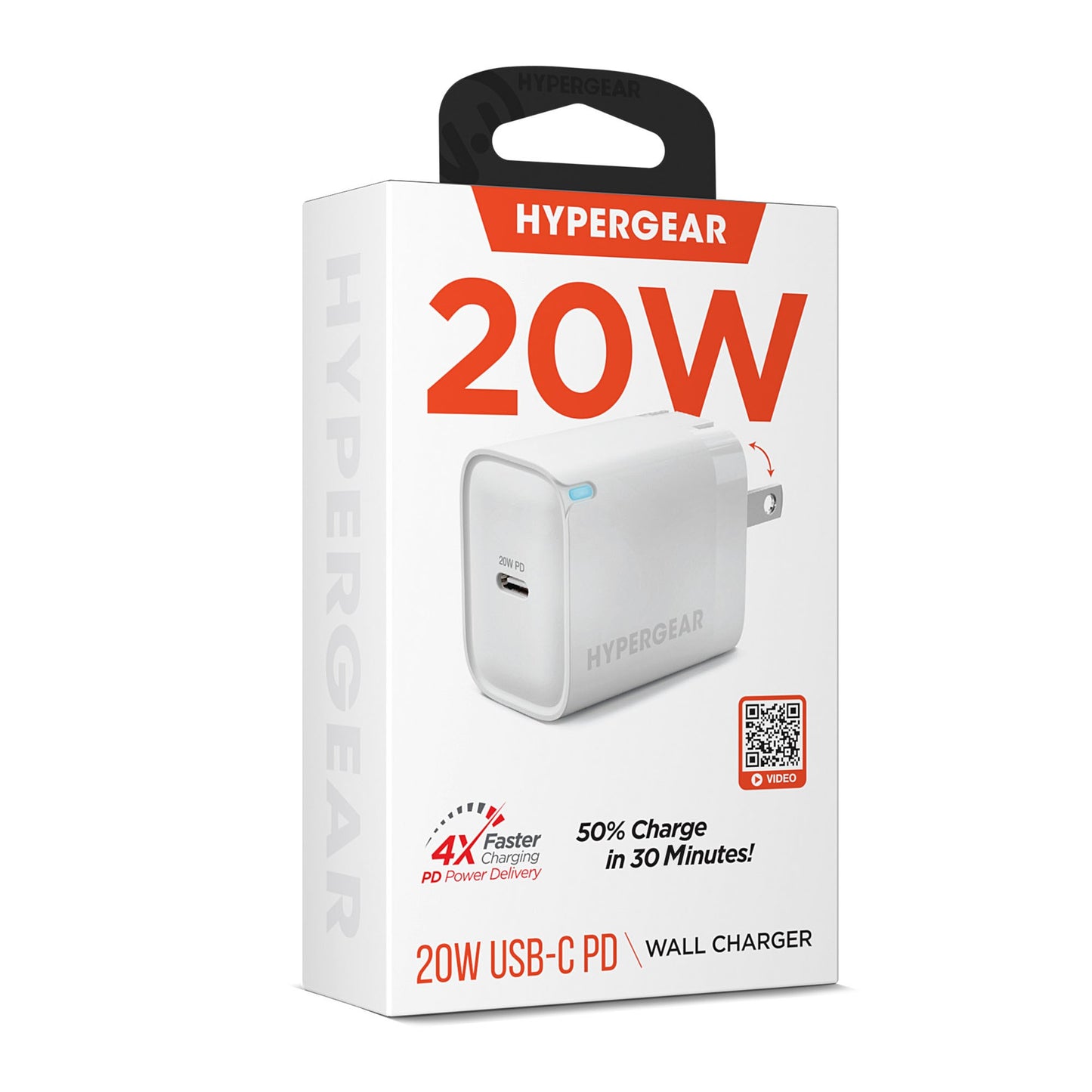 Hypergear 20W USB-C PD Wall Charger Hub w/LED - White - 15-14070