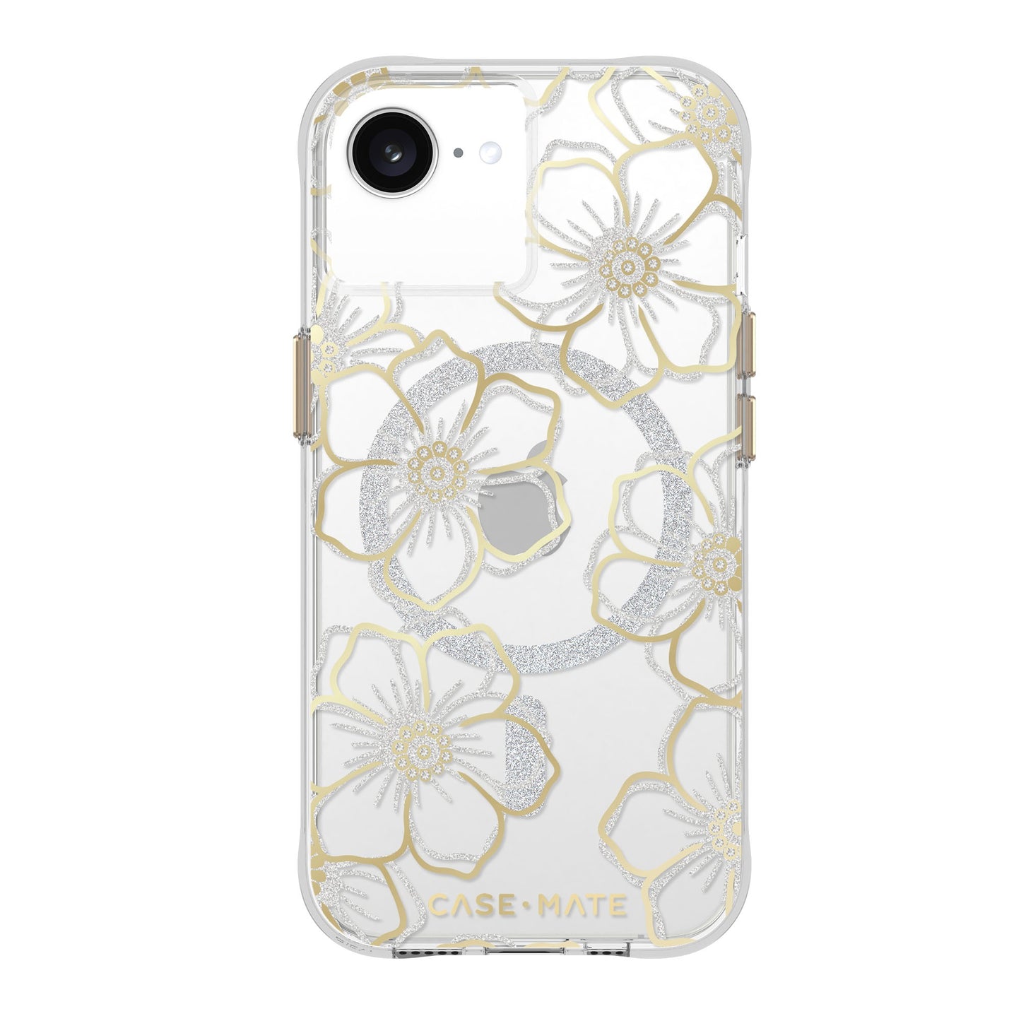 iPhone 16e/15/14/13 Case-Mate Floral Gems MagSafe Case - Gold - 15-14094