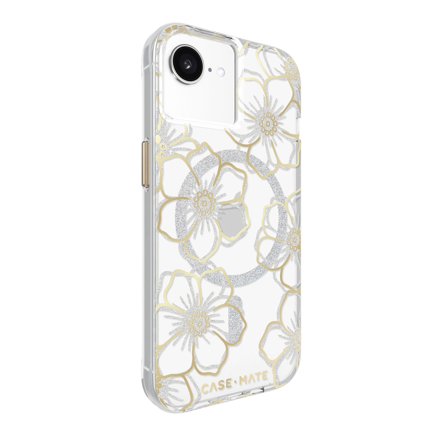 iPhone 16e/15/14/13 Case-Mate Floral Gems MagSafe Case - Gold - 15-14094