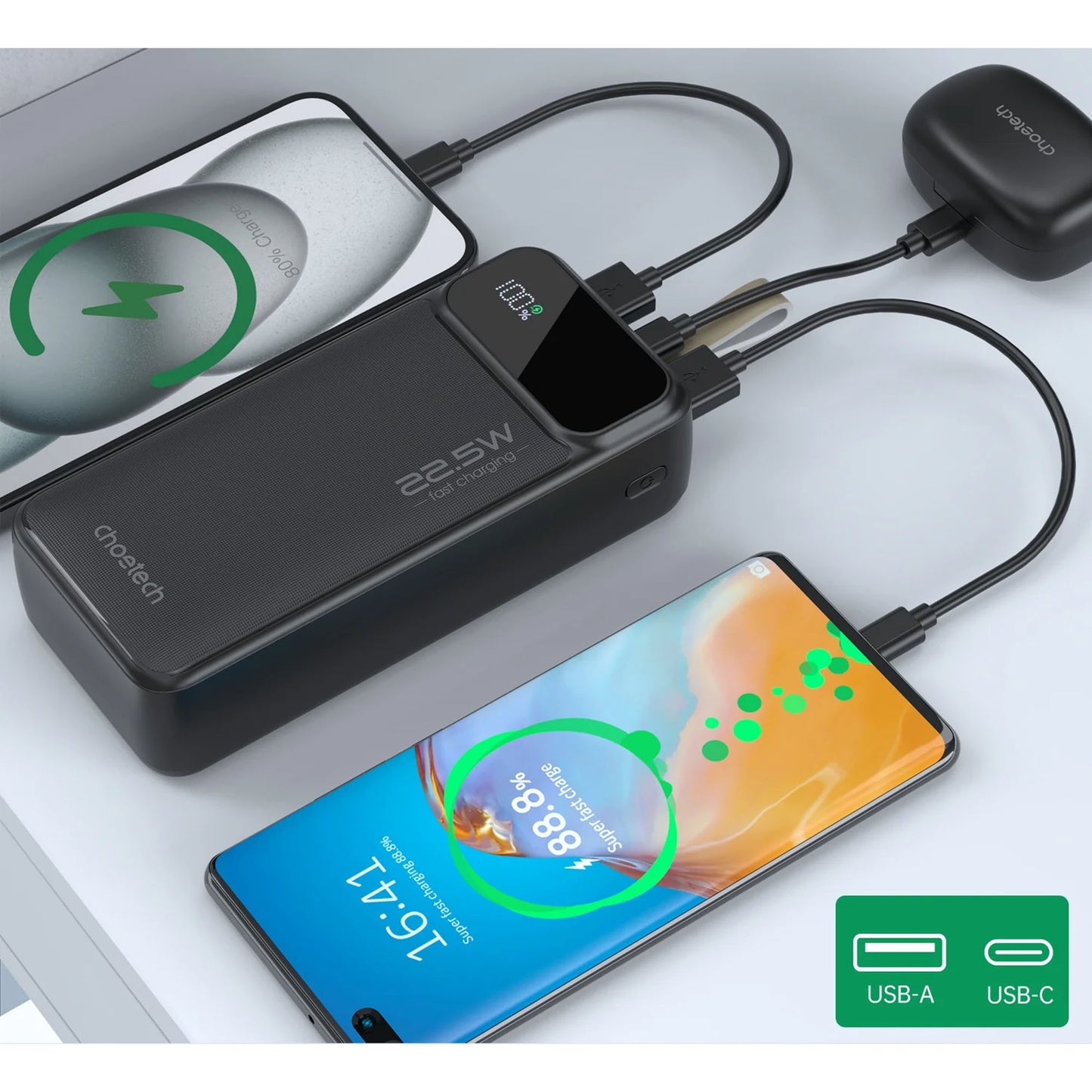 Choetech 30,000 mAh Multi Port Power Bank - 15-14108