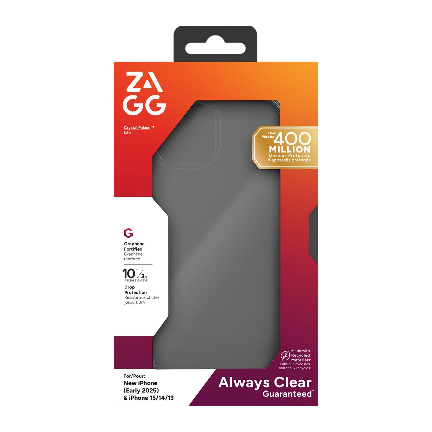 iPhone 16e/15/14/13 ZAGG Graphene Crystal Palace Lite Case - Clear - 15-14109