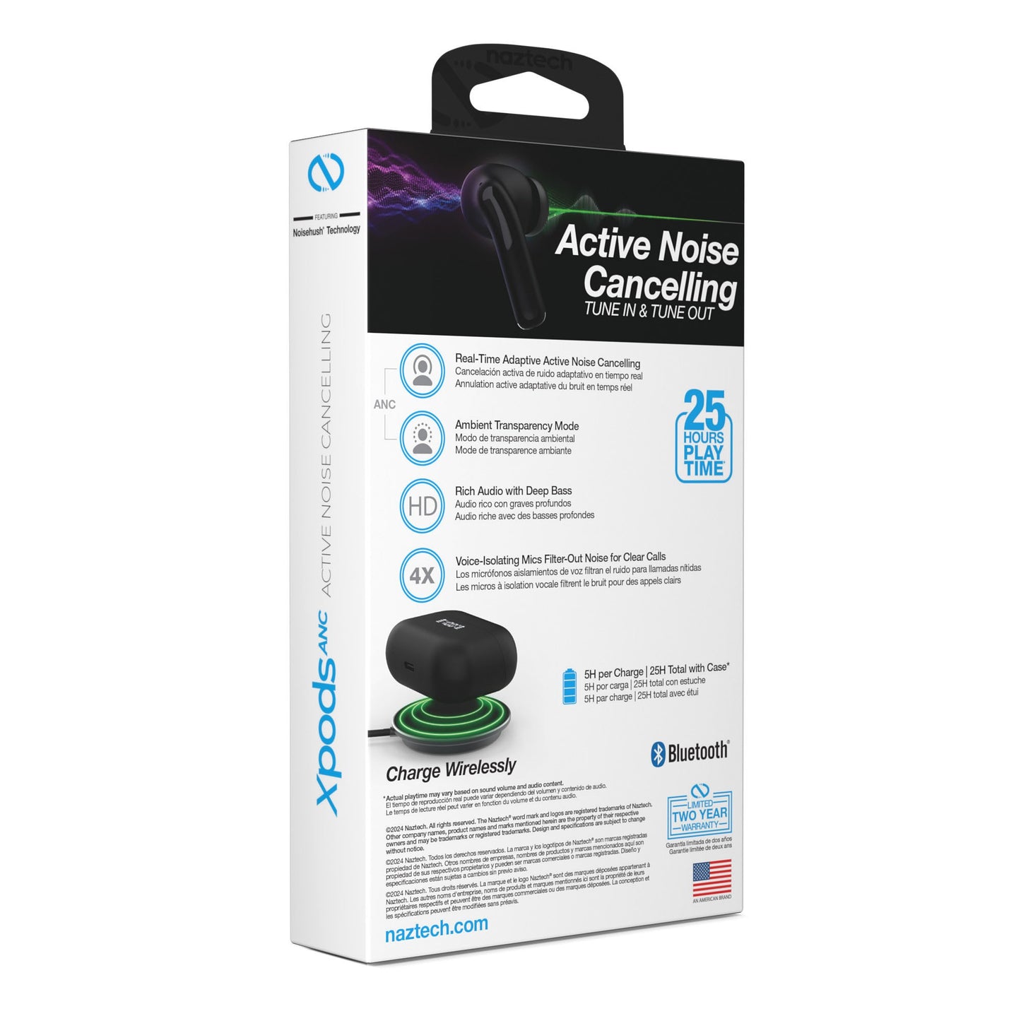 Naztech xPods Pro ANC True Wireless with Wireless Charging Case - Black - 15-14195