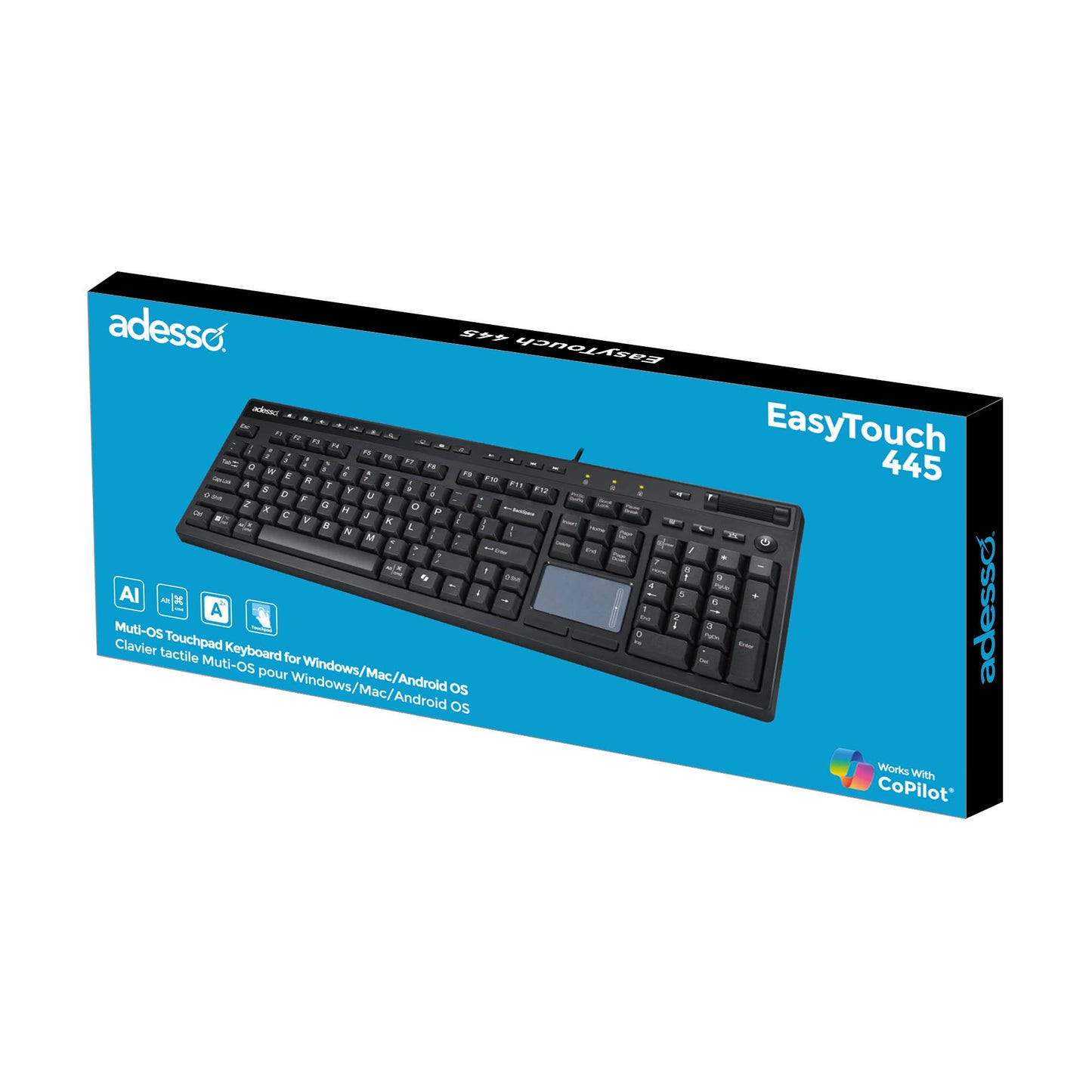 Adesso Multi OS USB Desktop Keyboard with Touchpad - 15-14251