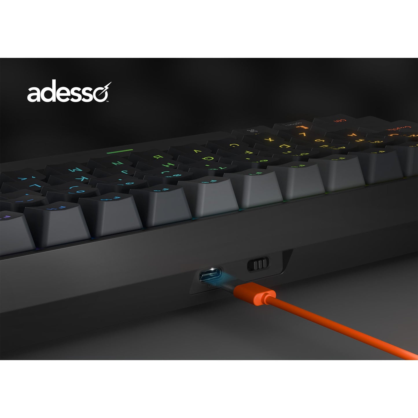 Adesso Wired/Wireless/Bluetooth Multi-OS Illuminated Mechanical Compact Keyboard w/CoPilot AI Hotkey - 15-14257