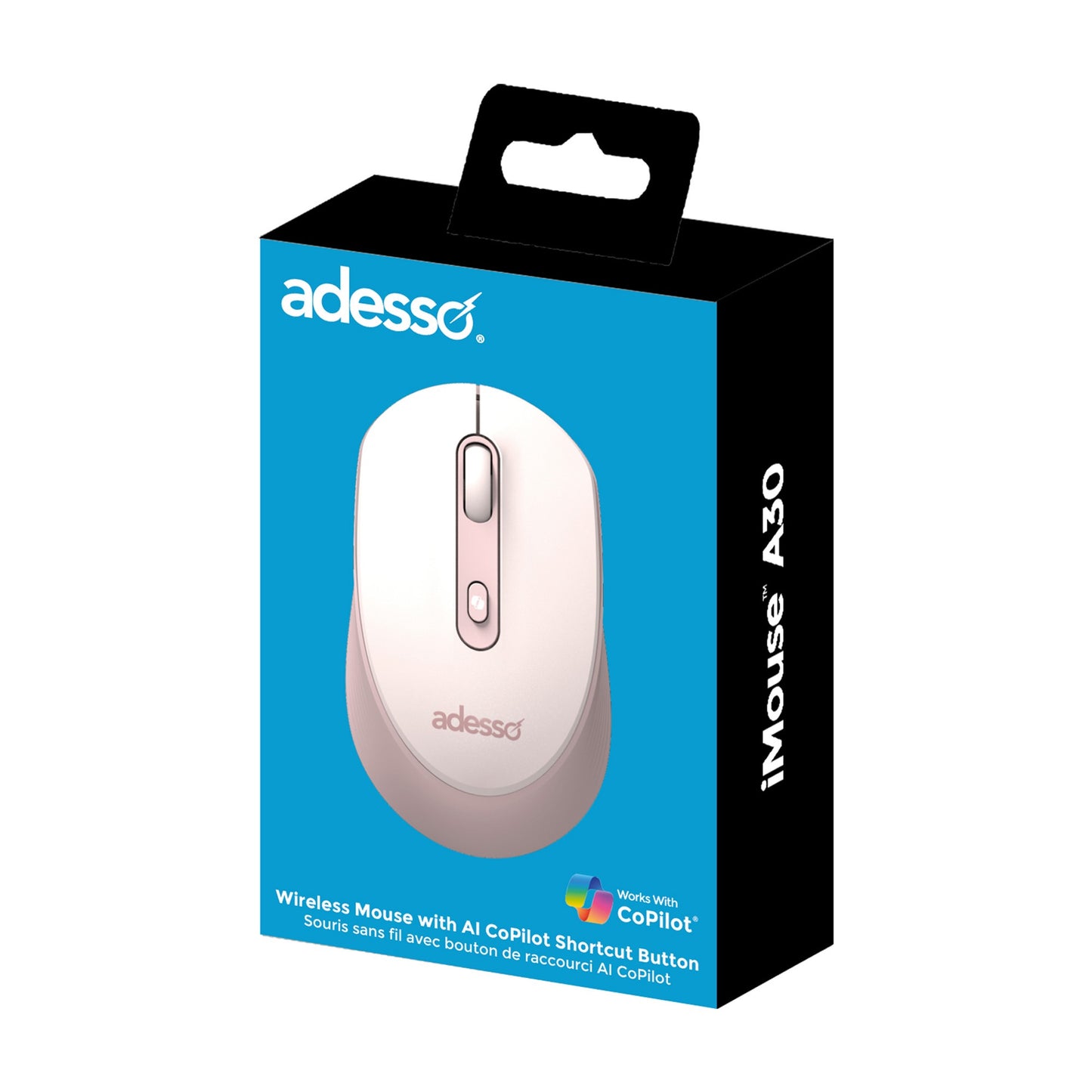 Adesso Wireless Mouse with AI CoPilot Shortcut Button - Pink - 15-14262
