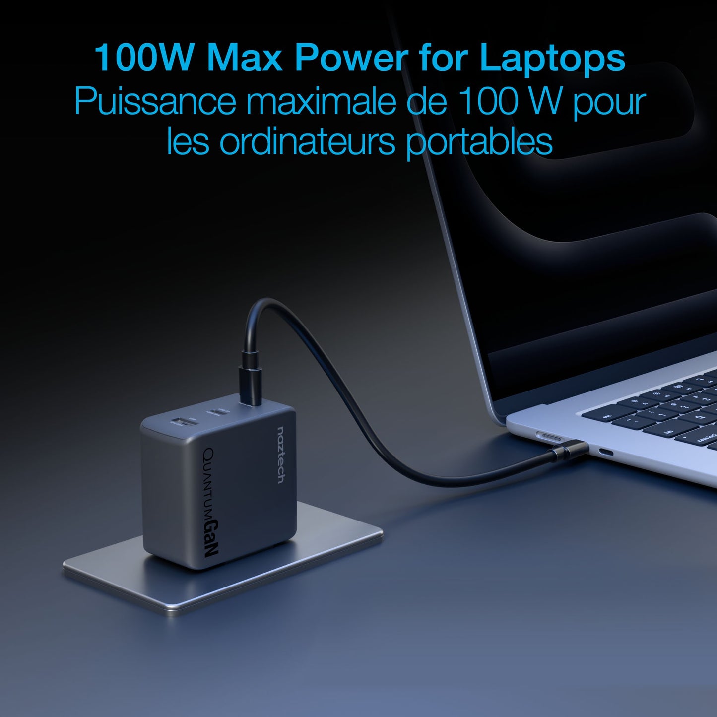 Naztech 100W Nexus T100 Multi-Port GaN Dual USB-C + USB-A Wall Charger w/ Folding Prongs - 15-14289