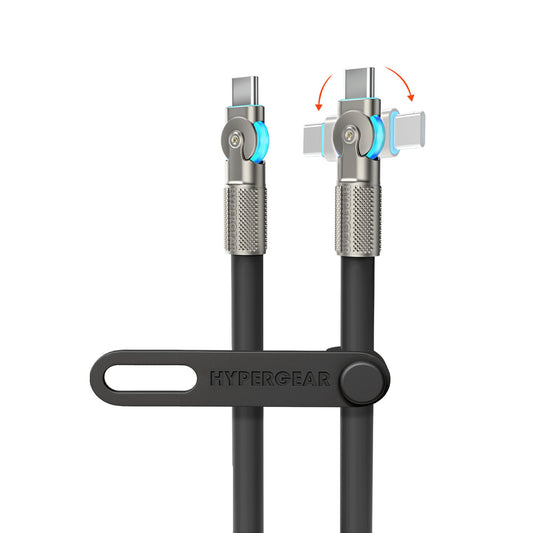 HyperGear 12 ft. 360cm USB-C to USB-C Chunky 180 Rugged Cable w/Rotating Connectors - Black - 15-14298