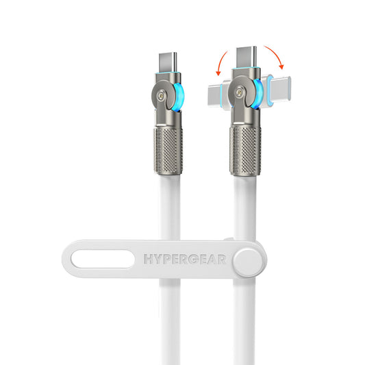 HyperGear 12 ft. 360cm USB-C to USB-C Chunky 180 Rugged Cable w/Rotating Connectors - White - 15-14299