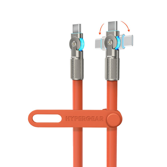 HyperGear 12 ft. 360cm USB-C to USB-C Chunky 180 Rugged Cable w/Rotating Connectors - Orange - 15-14300