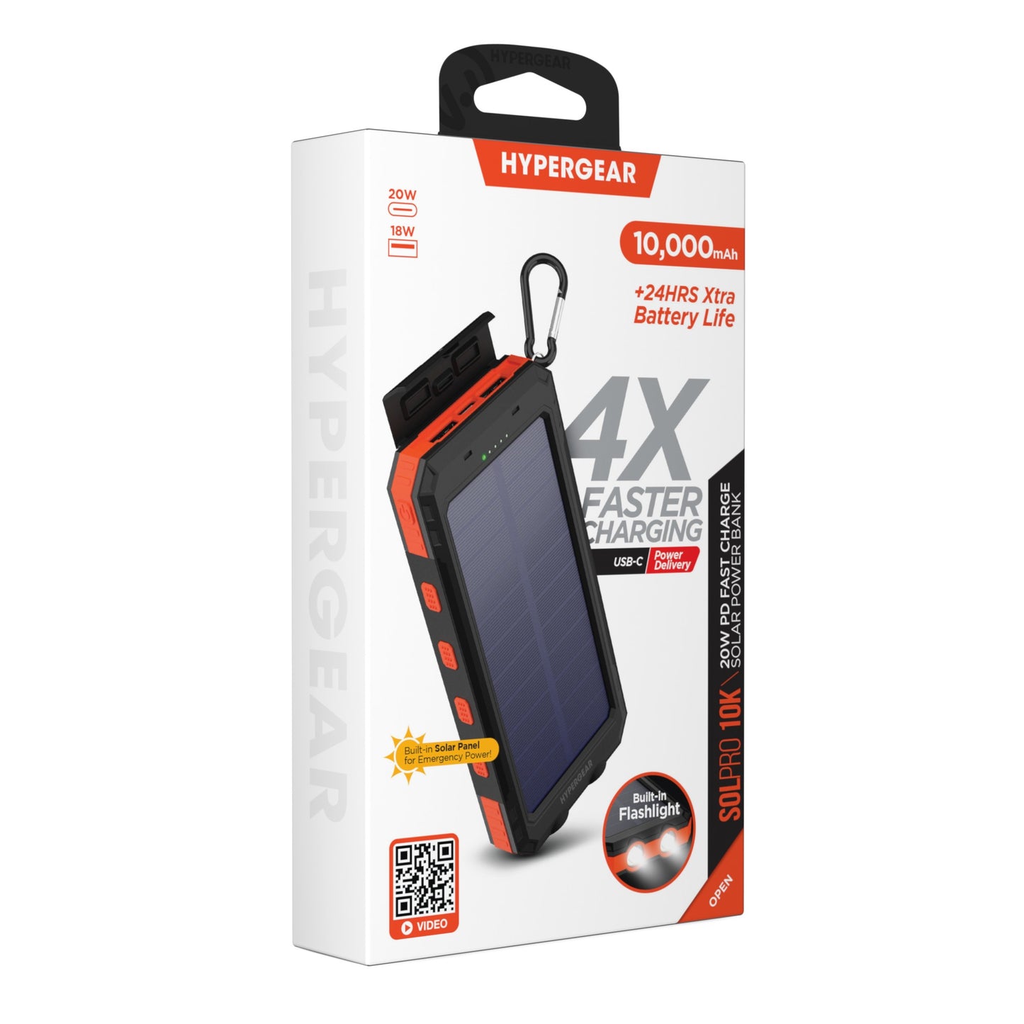 Hypergear 10000mAh SolPro 20W Solar Rugged IPX5 Power Bank w/ Compass + Flashlight - 15-14305