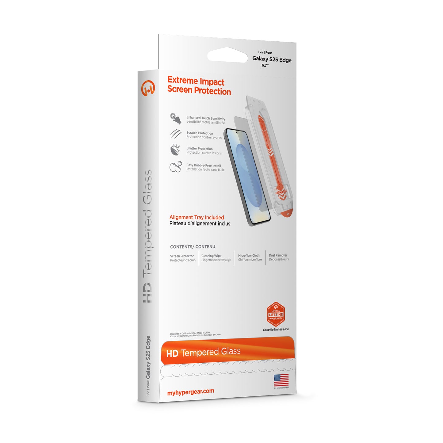 Samsung Galaxy S25 Edge HyperGear Tempered Glass Screen Protector w/Installation Applicator Tray - 15-14349