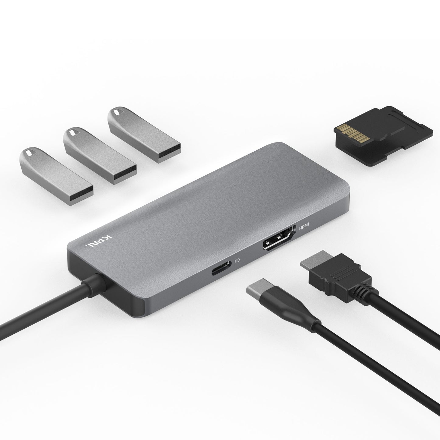 JCPal Linx USB-C 7in1 Hub - Grey - 15-14372