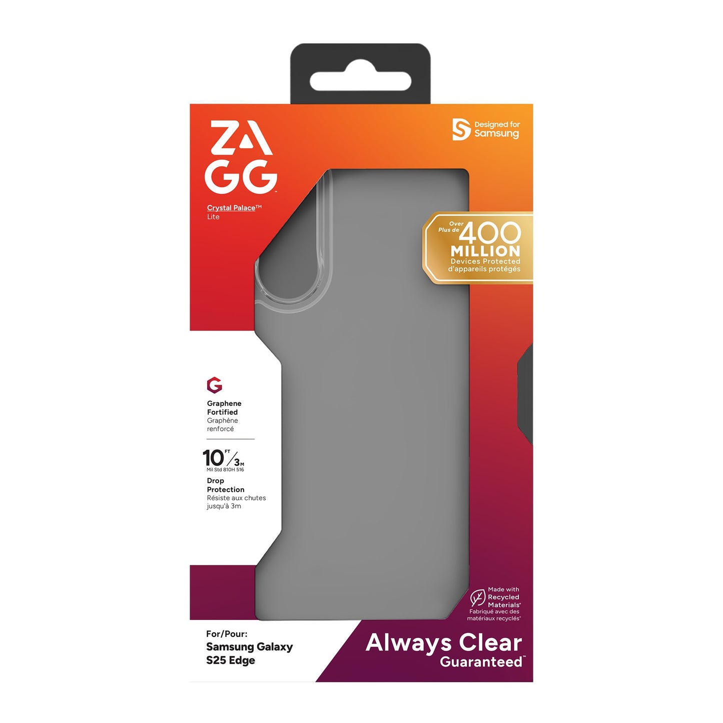 Samsung Galaxy S25 Edge ZAGG Graphene Crystal Palace Lite Case - Clear - 15-14376